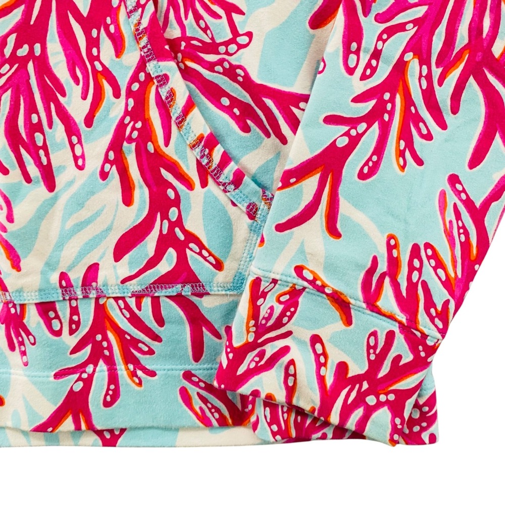 Lilly Pulitzer Skipper Popover Coral Bay Half Zip Sweatshirt Blue Pink Small - Picture 3 of 10